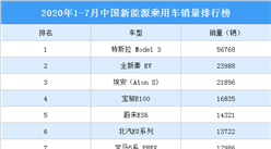 2020年1-7月新能源乘用車銷量排行榜