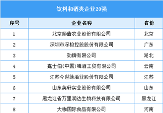 2022中国饮料和酒类企业20强名单